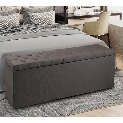 Recamier Baú 1,40M Madrid Suede Cinza