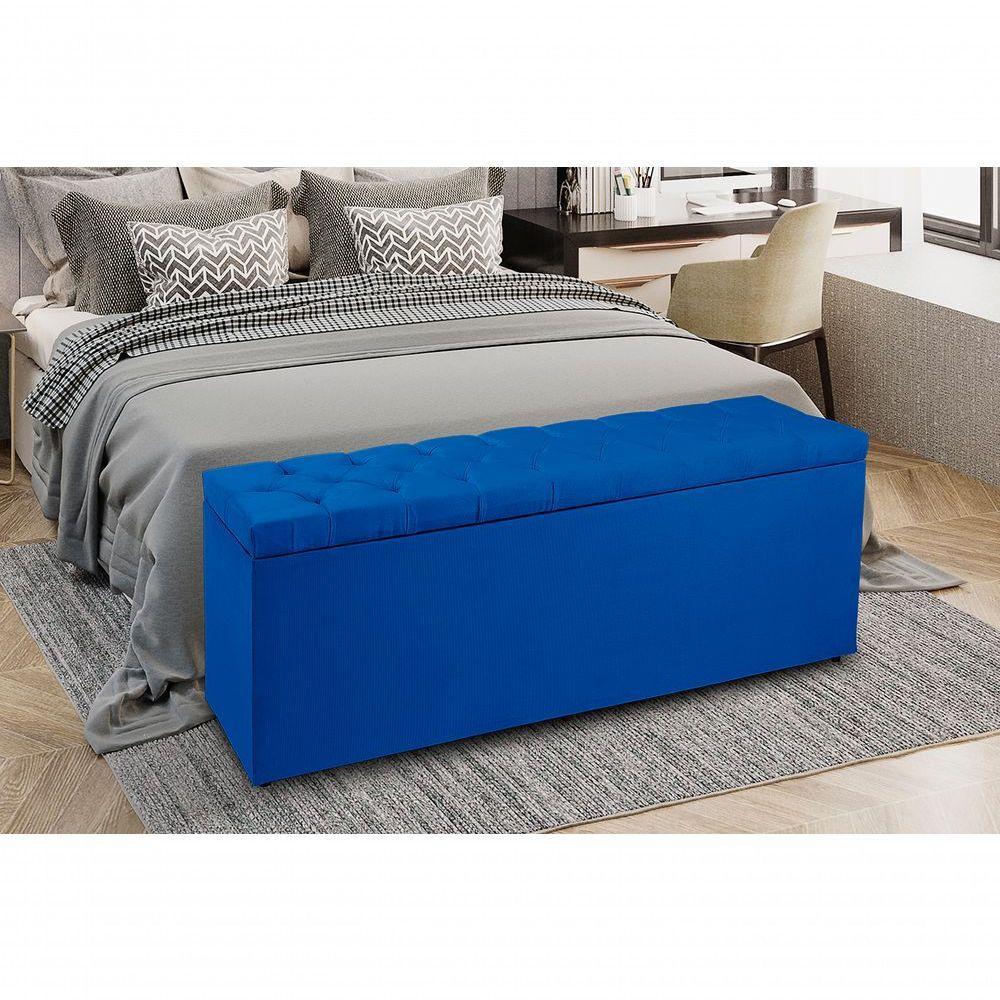 Recamier Baú 1,60M Madrid Suede Azul Marinho - 1