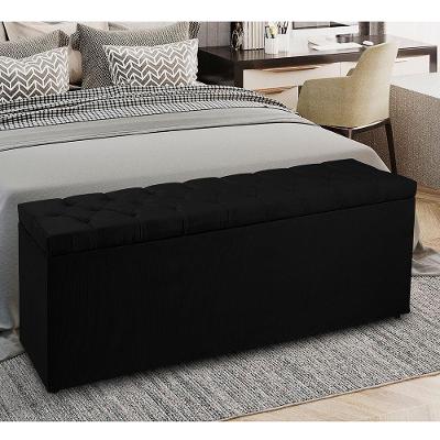Recamier Baú 0,90M Madrid Suede Preto