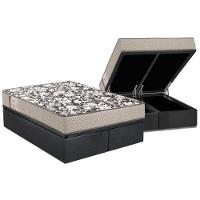 Cama Box Baú Queen: Colchão Espuma Ortobom D26 Physical Ultra Resistente + Base CRC Suede Gray(158x198) - 1