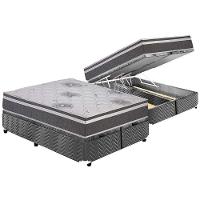 Cama Box Baú Queen: Colchão Espuma Polar D33 Pérola Premium Euro Pillow + Base CRC Suede Gray(158x198) - 1