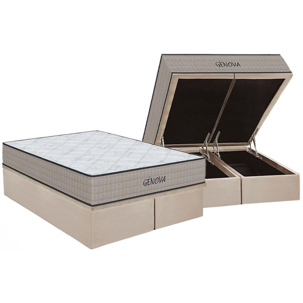 Cama Box Baú King: Colchão Espuma D45 Orthoflex Genova + Base CRC Suede Clean(193x203) - 1