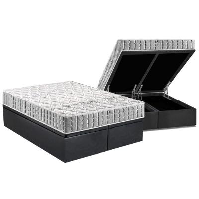 Cama Box Baú Queen: Colchão Espuma D33 Anjos Orthosono + Base CRC Suede Gray(158x198)