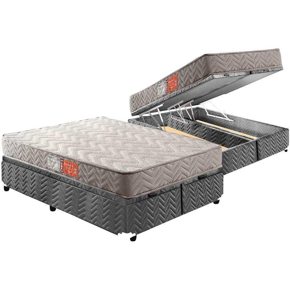 Cama Box Baú Queen: Colchão Espuma D45 Paropas Pasquale + Base CRC Suede Gray(158x198) - 1