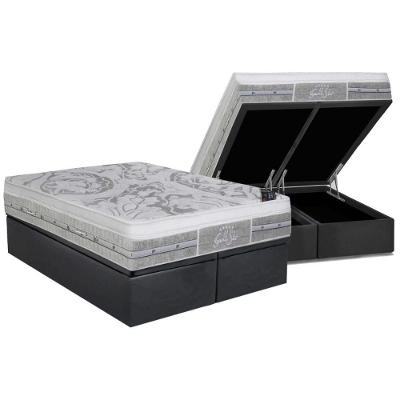 Cama Box Baú King: Colchão Molas Castor Pocket Gold Star Slx + Base Crc Suede Gray(193X203)