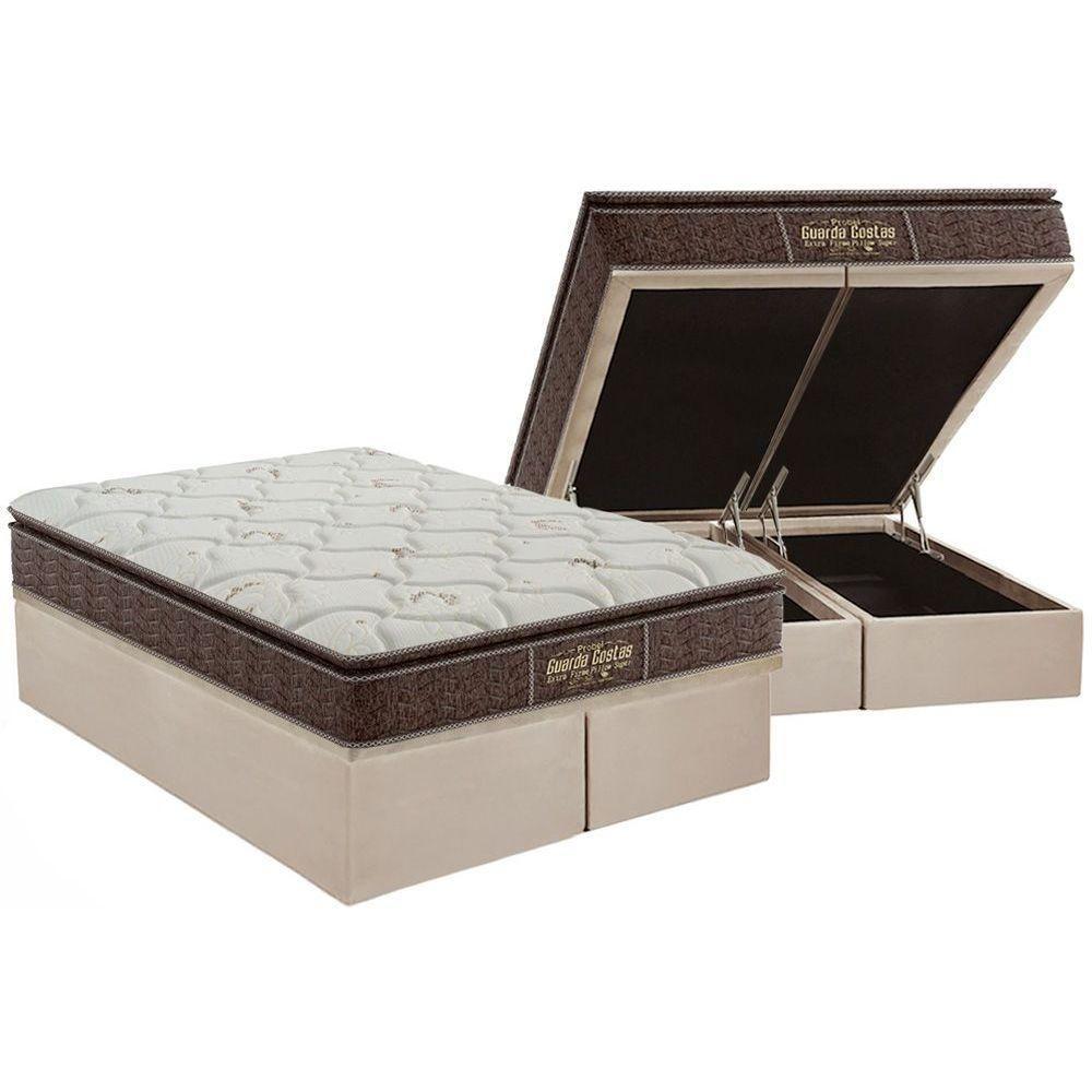 Cama Box Baú King: Colchão Ortopédico Probel Guarda Costas Extra Firme + Base CRC Suede Clean(193x203) - 1
