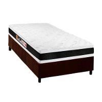 Cama Box Solteiro: Colchão Espuma D45 Castor Black e White AIR Double Face + Base CRC Suede Brown(88x188) - 1