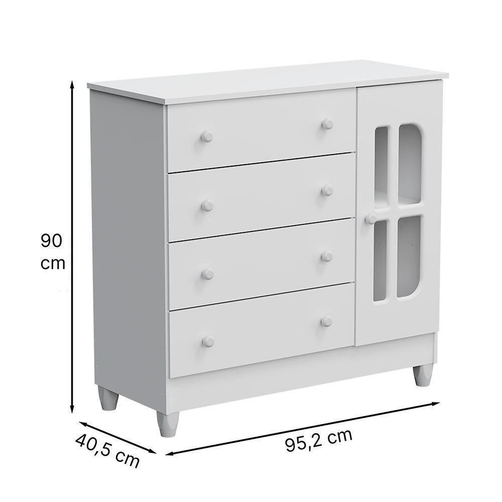 Quarto De Bebê Guarda Roupa Com Gavetas Cômoda Branco - 6