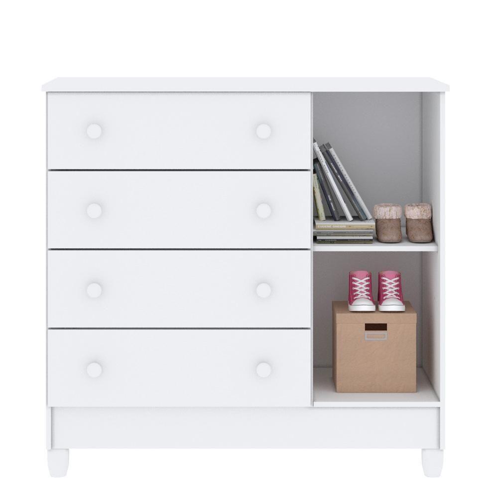 Quarto De Bebê Guarda Roupa Com Gavetas Cômoda Branco - 7