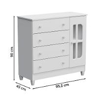 Quarto De Bebê Guarda Roupa Com Gavetas Cômoda Branco - 2