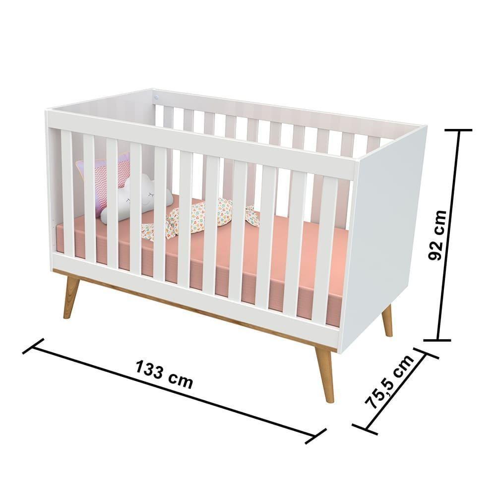 Quarto De Bebê Berço 3 Em 1 Guarda Roupa Cômoda Branco - 7