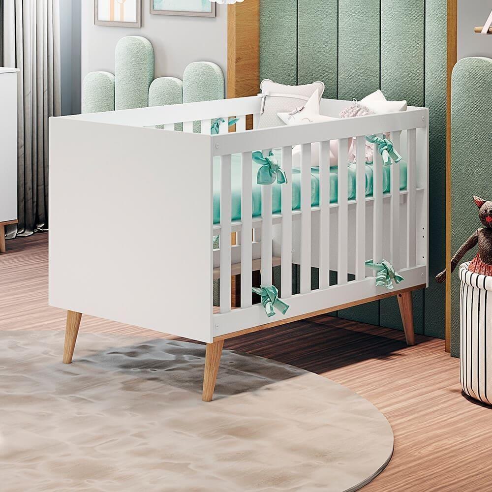 Quarto De Bebê Berço 3 Em 1 Guarda Roupa Cômoda Branco - 9