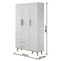 Quarto De Bebê Berço 3 Em 1 Guarda Roupa Cômoda Branco - 2