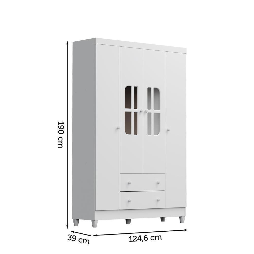 Quarto De Bebê Completo Berço 3 Em 1 Roupeiro Cômoda Branco - 3