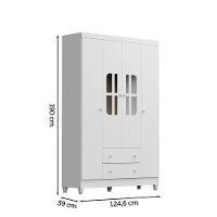 Quarto De Bebê Completo Berço 3 Em 1 Roupeiro Cômoda Branco - 3