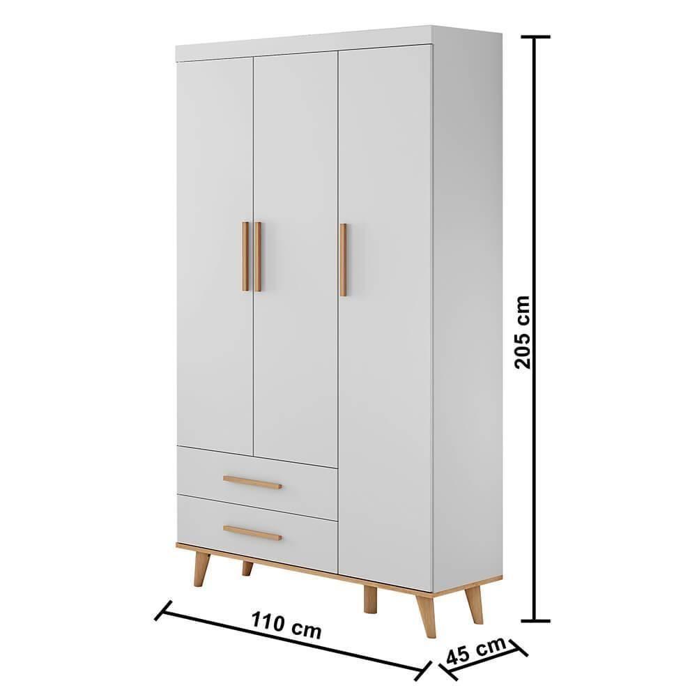 Quarto De Bebê Guarda Roupa Com Gavetas Cômoda Branco Fosco - 2
