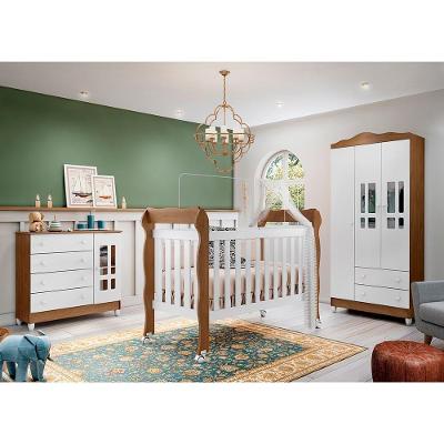 Quarto De Bebê Completo Berço 3 Em 1 Guarda Roupa Cômoda