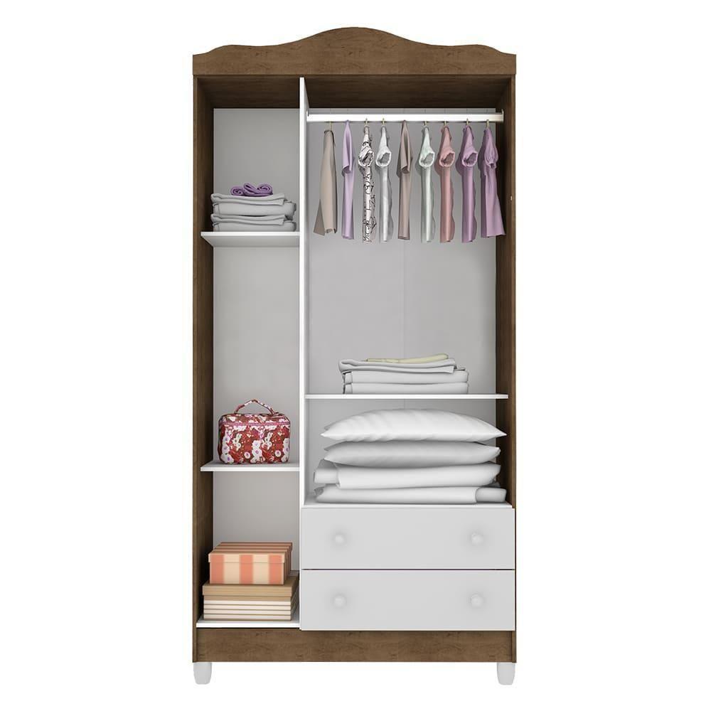 Quarto De Bebê Guarda Roupa Berço 3 Em 1 Lila Branco - 3
