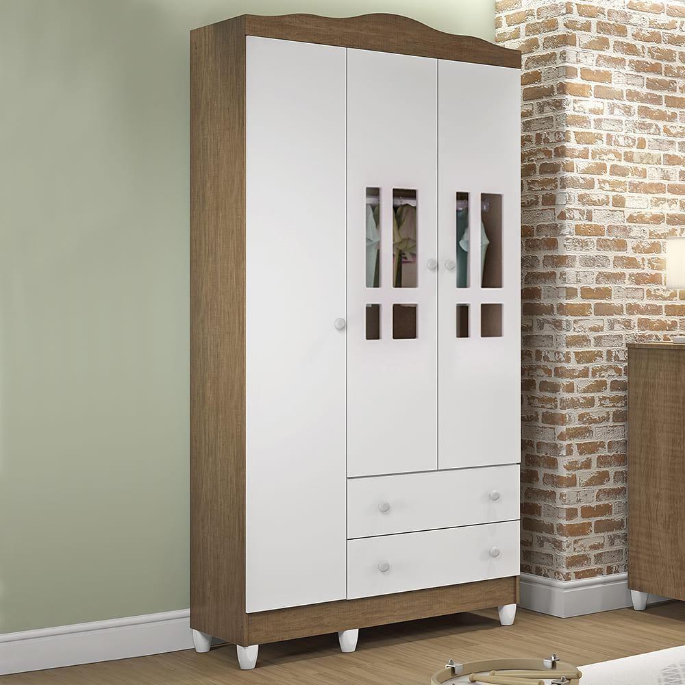 Quarto De Bebê Guarda Roupa Berço 3 Em 1 Lila Branco - 4