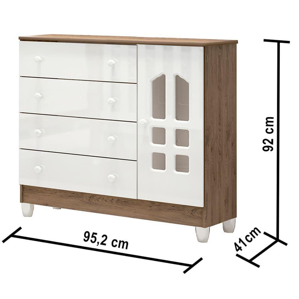 Quarto De Bebê Selena Berço 3 Em 1 Lila Cômoda Branco - 2