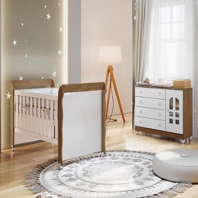 Quarto De Bebê Selena Berço Mini Cama Mirelle Cômoda Branco