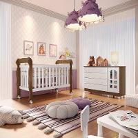 Quarto De Bebê Gran Selena Berço 3 Em 1 Lila Cômoda Branco - 1