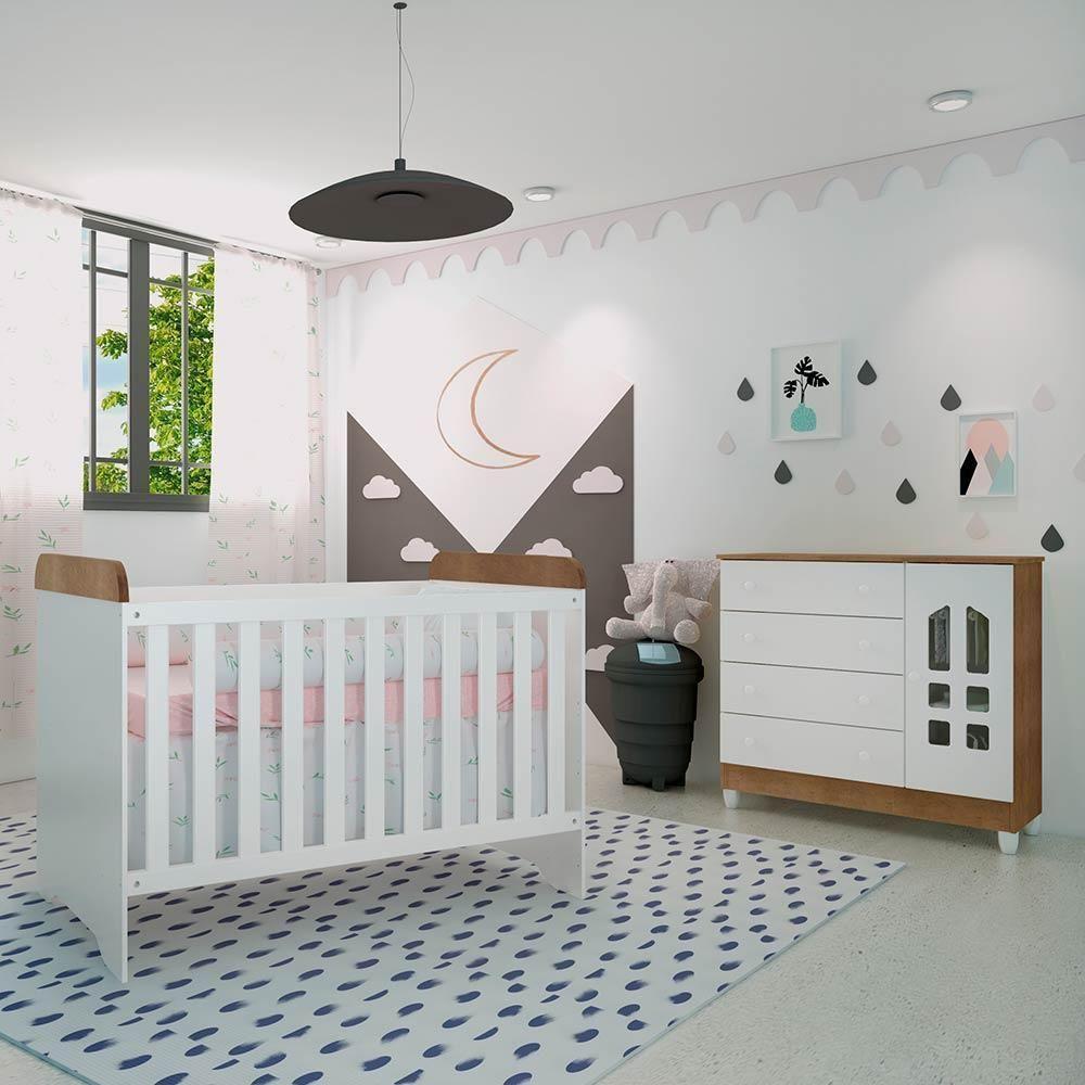 Quarto De Bebê Selena Berço 3 Em 1 Gabrielle Cômoda Branco - 1