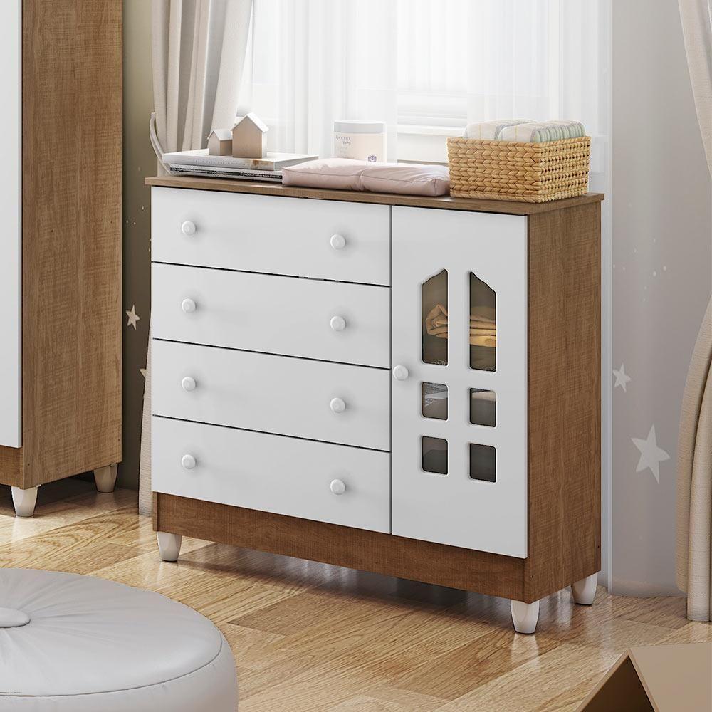 Quarto De Bebê Selena Berço 3 Em 1 Gabrielle Cômoda Branco - 5