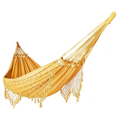 Rede De Dormir Casal Balanço De Algodão Amarela