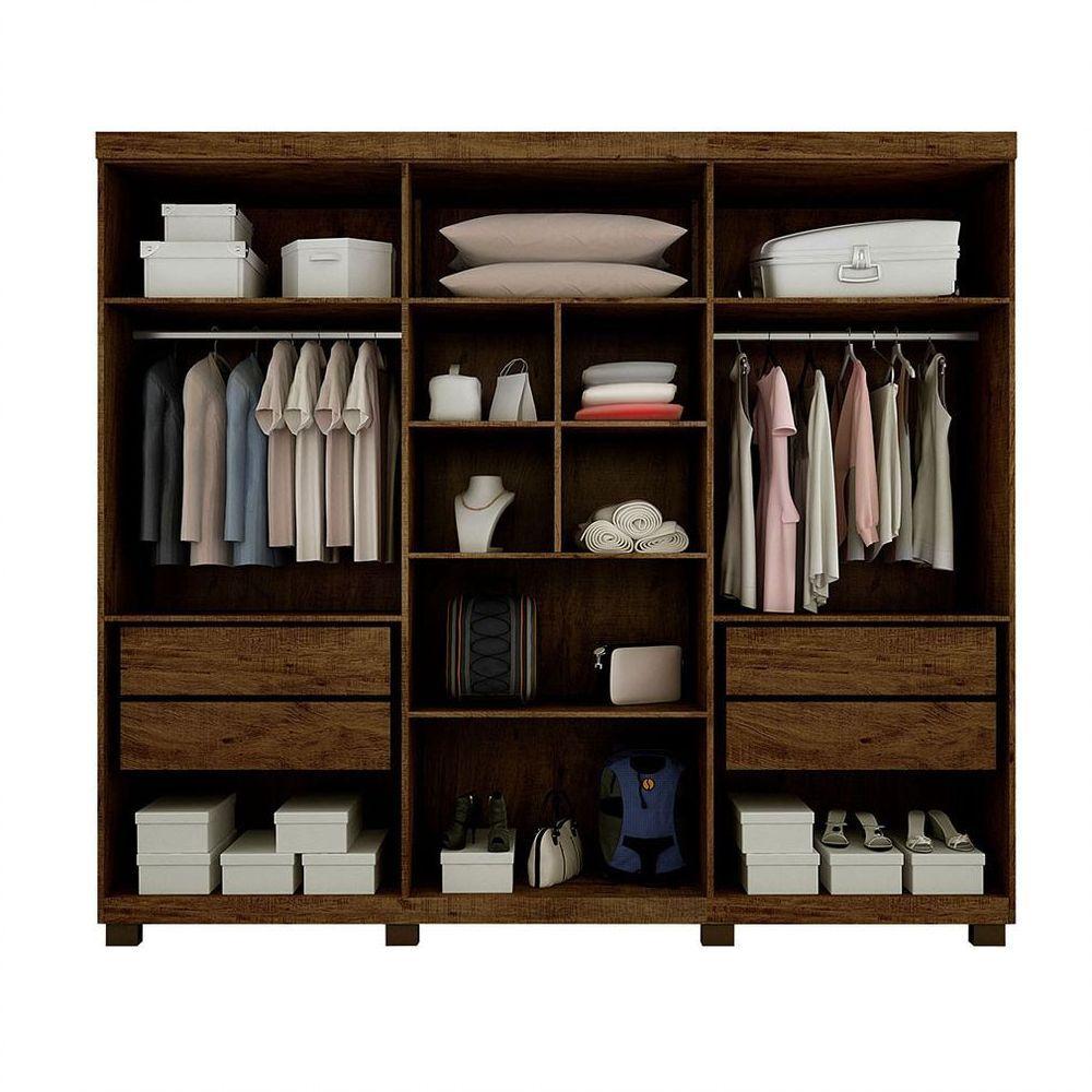 Roupeiro 6 Portas 4 Gavetas Master Avelã Ipê Com Off White - 7