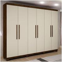 Roupeiro 6 Portas 4 Gavetas Master Avelã Ipê Com Off White - 1