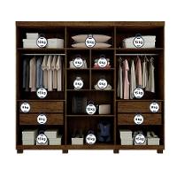 Roupeiro 6 Portas 4 Gavetas Master Avelã Ipê Com Off White - 3