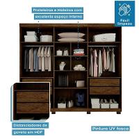 Roupeiro 6 Portas 4 Gavetas Master Avelã Ipê Com Off White