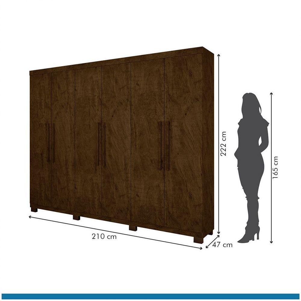 Roupeiro 6 Portas 4 Gavetas Master Avelã Ipê - 2