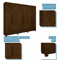 Roupeiro 6 Portas 4 Gavetas Master Avelã Ipê - 7