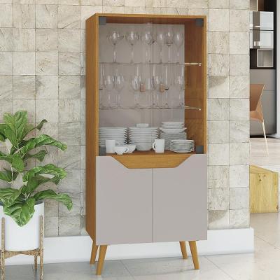 Cristaleira Plena Sala De Estar Com Prateleiras De Vidro Cinamomo/Off White Cinamomo/Off White