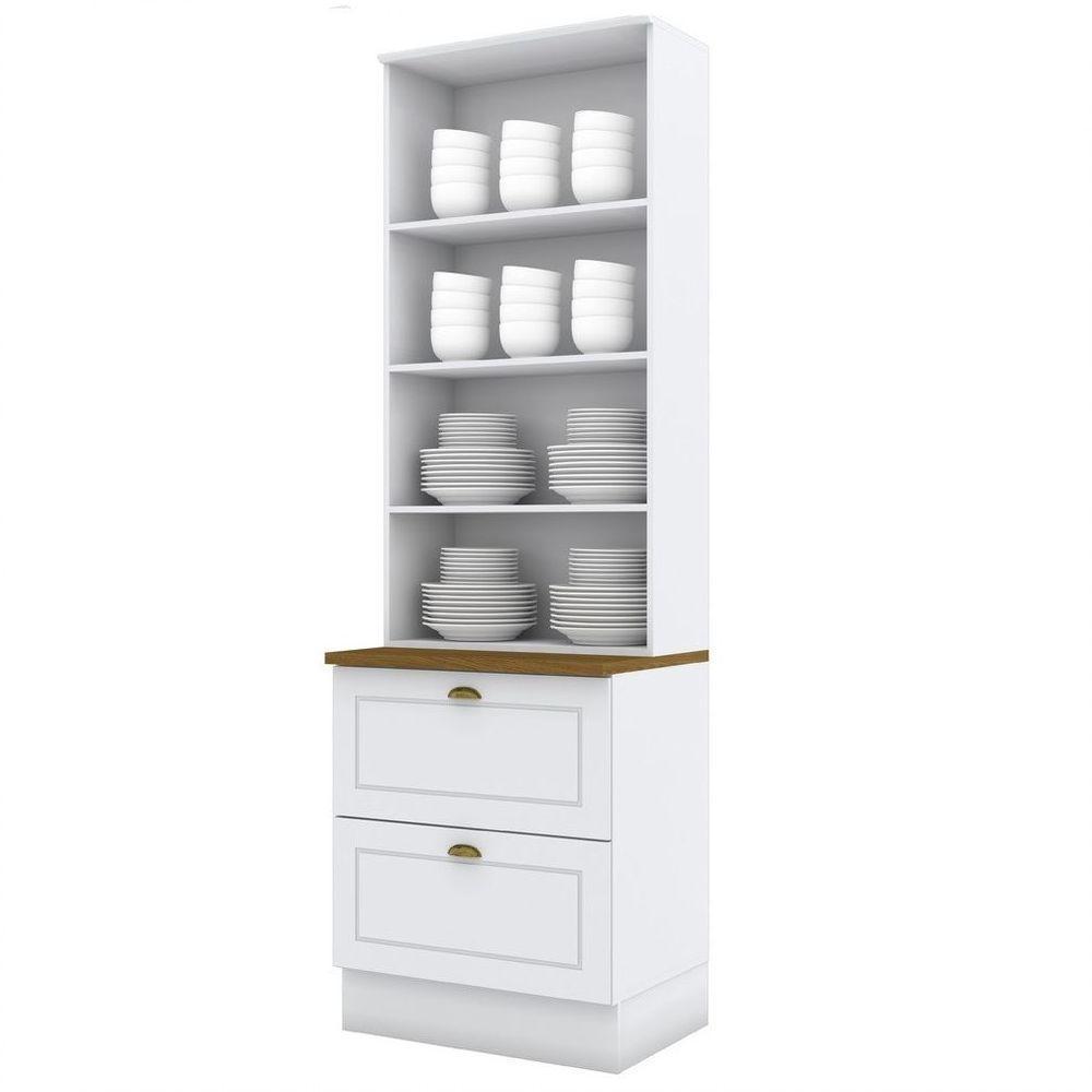 Cristaleira 02 Portas 02 Gavetas 71,5 Cm Americana Henn Branco Hp - 3