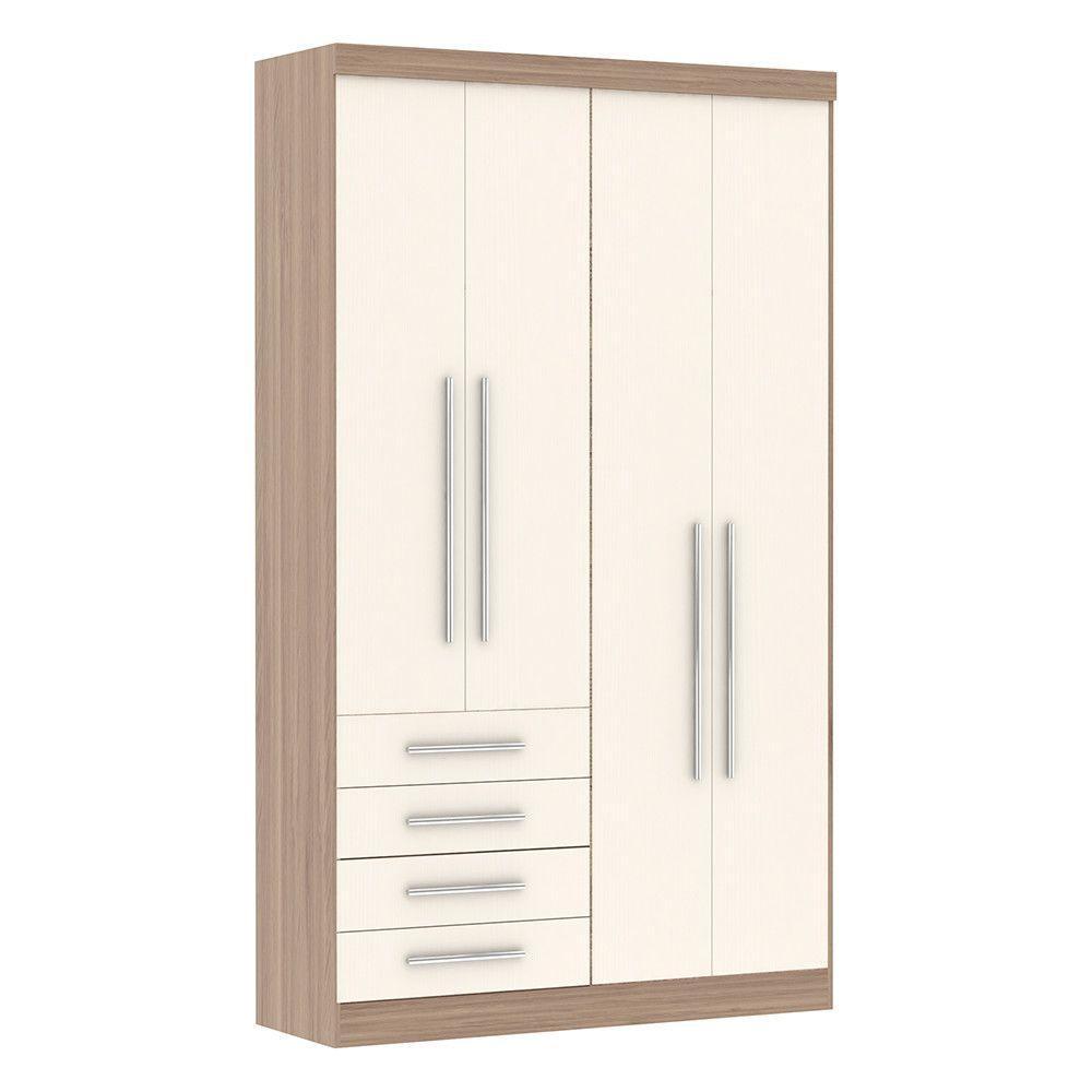 Guarda Roupa 4 Portas Nicho Colméia Avelã Rústico Com Areia - 1