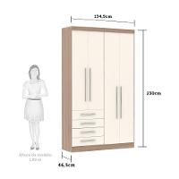 Guarda Roupa 4 Portas Nicho Colméia Avelã Rústico Com Areia - 3