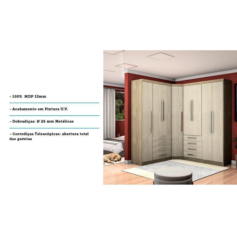 Guarda Roupa De Canto 8 Portas Avelã Rústico Com Ártico - 3