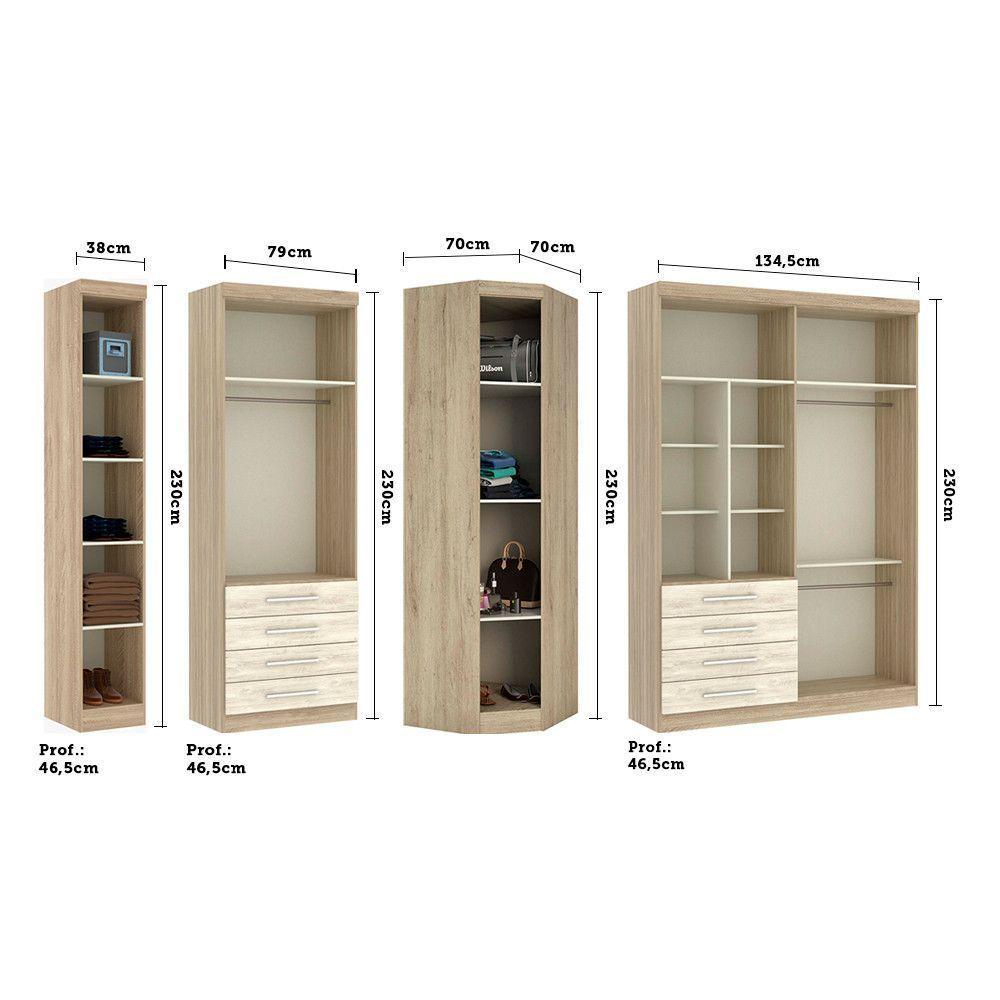 Guarda Roupa De Canto 8 Portas Avelã Rústico Com Ártico - 5