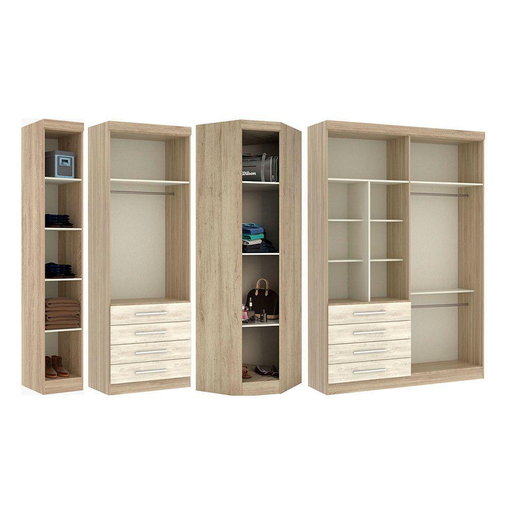 Guarda Roupa De Canto 8 Portas Avelã Rústico Com Ártico - 6