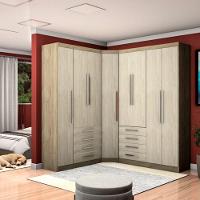 Guarda Roupa De Canto 8 Portas Avelã Rústico Com Ártico - 1