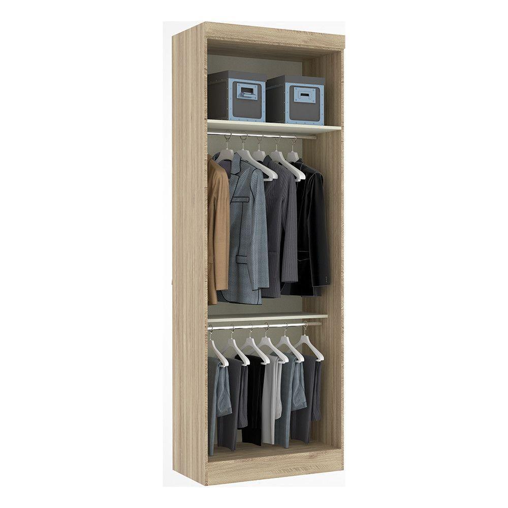 Guarda Roupa 2 Portas 2 Cabideiros 2 Prateleiras Avelã Rústico - 4