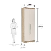 Guarda Roupa 2 Portas 2 Cabideiros 2 Prateleiras Avelã Rústico - 5