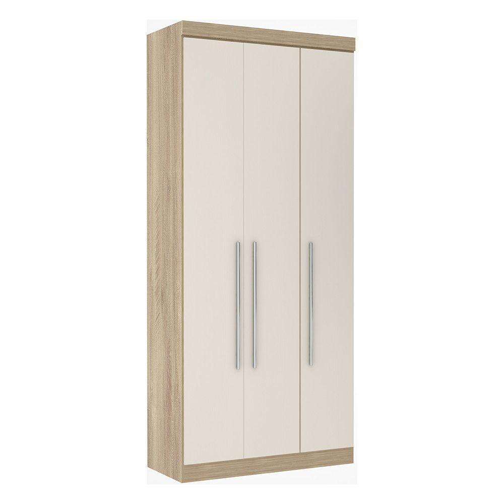 Guarda Roupa 3 Portas 2 Gavetas Avelã Rústico Com Areia - 1