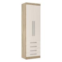 Guarda Roupa 2 Portas 4 Gavetas Avelã Rústico Com Areia - 1