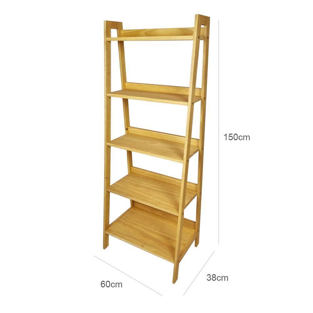 Estante Tipo Escada Pipa 5 Prat 150A X 60L X 38P Pinus Mel - 2