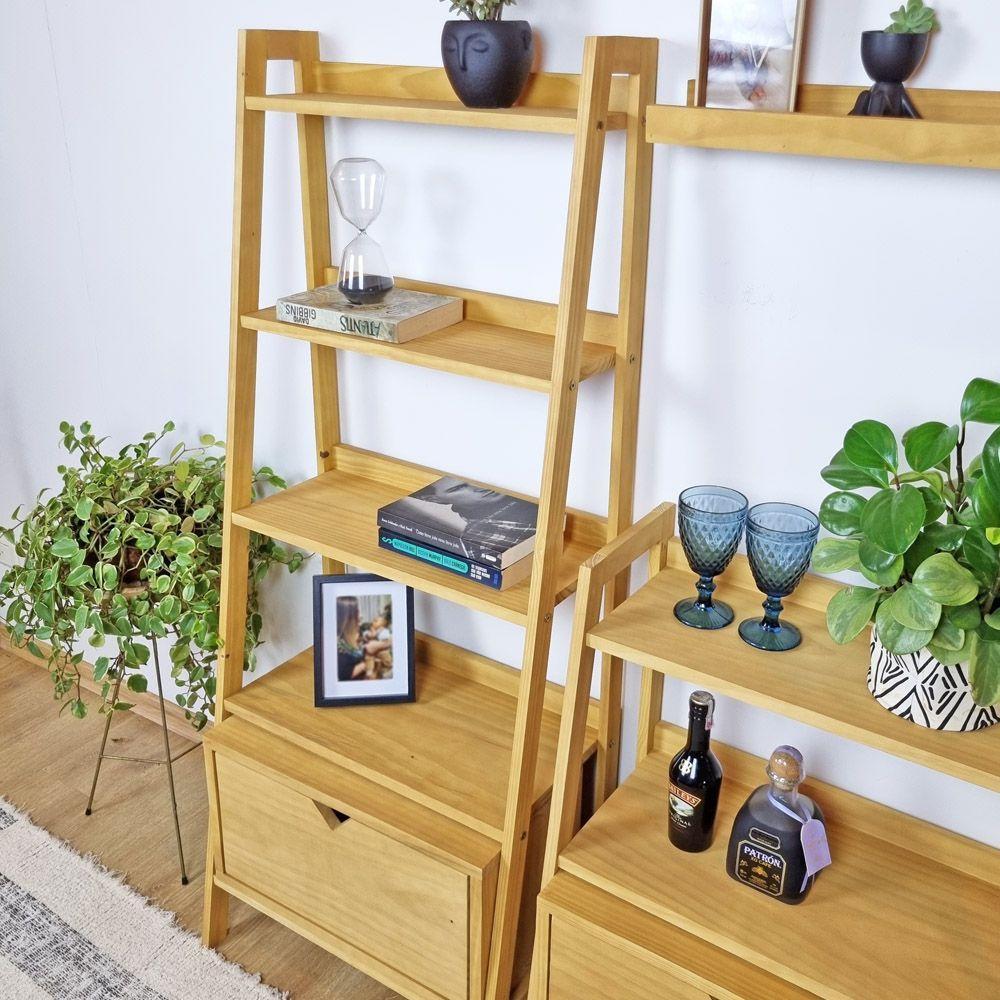 Estante Tipo Escada Pipa 5 Prat 150A X 60L X 38P Pinus Mel - 3