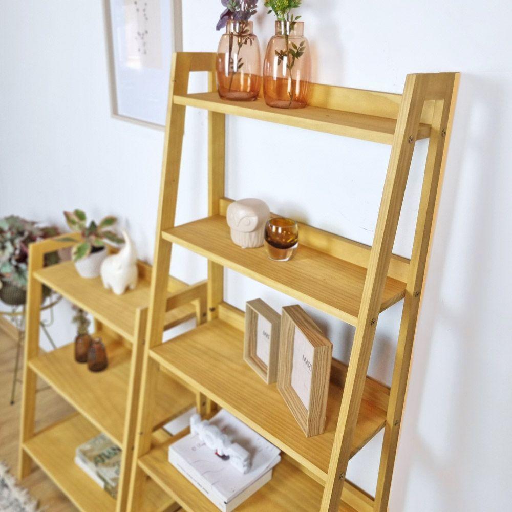 Estante Tipo Escada Pipa 5 Prat 150A X 60L X 38P Pinus Mel - 4